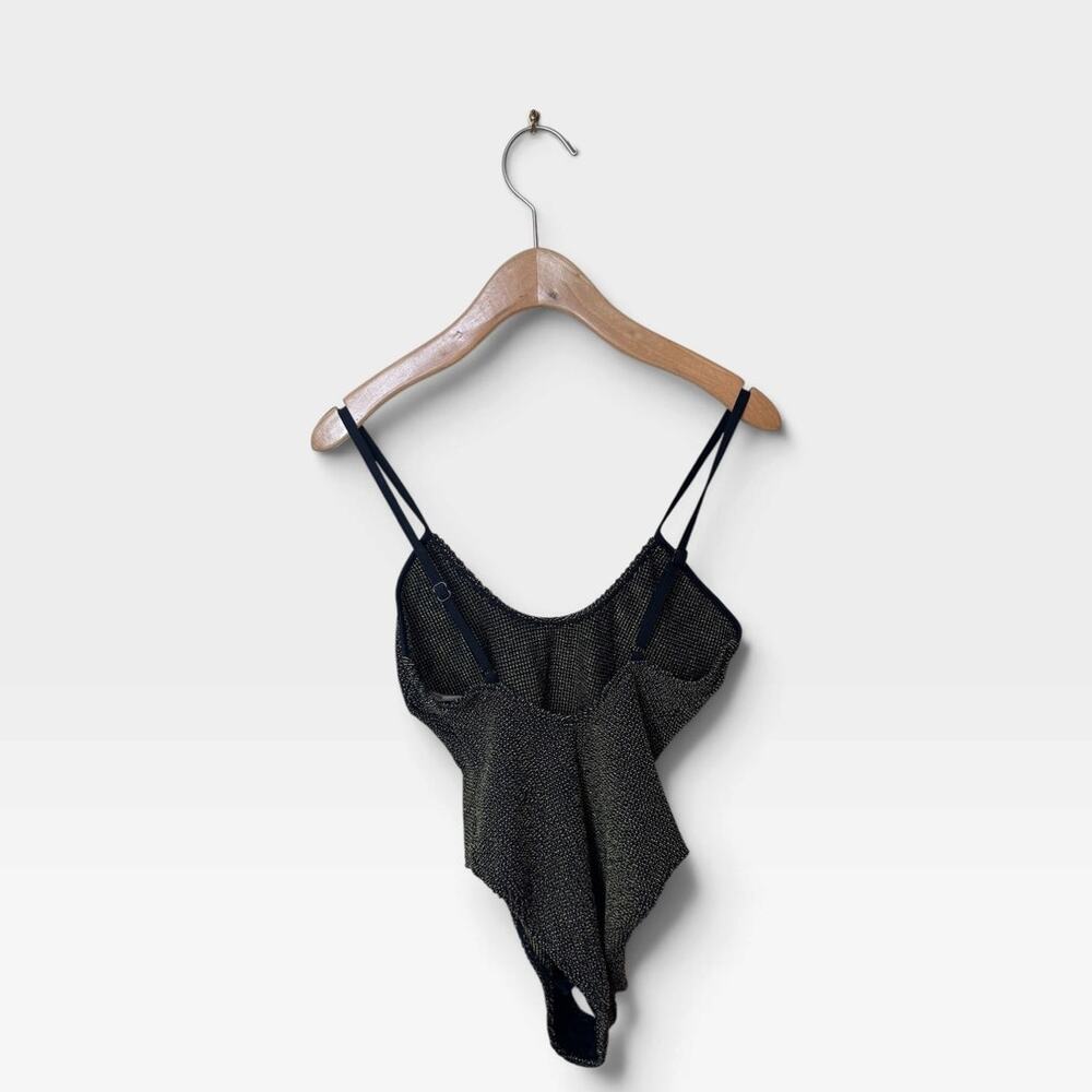 Good American Always Fits Sculpt One Piece Swimsuit GSW0505 size 1/2 Black Gold